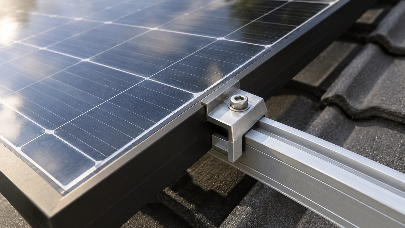 Symbolbild von Photovoltaikmodulen und Montagematerialien